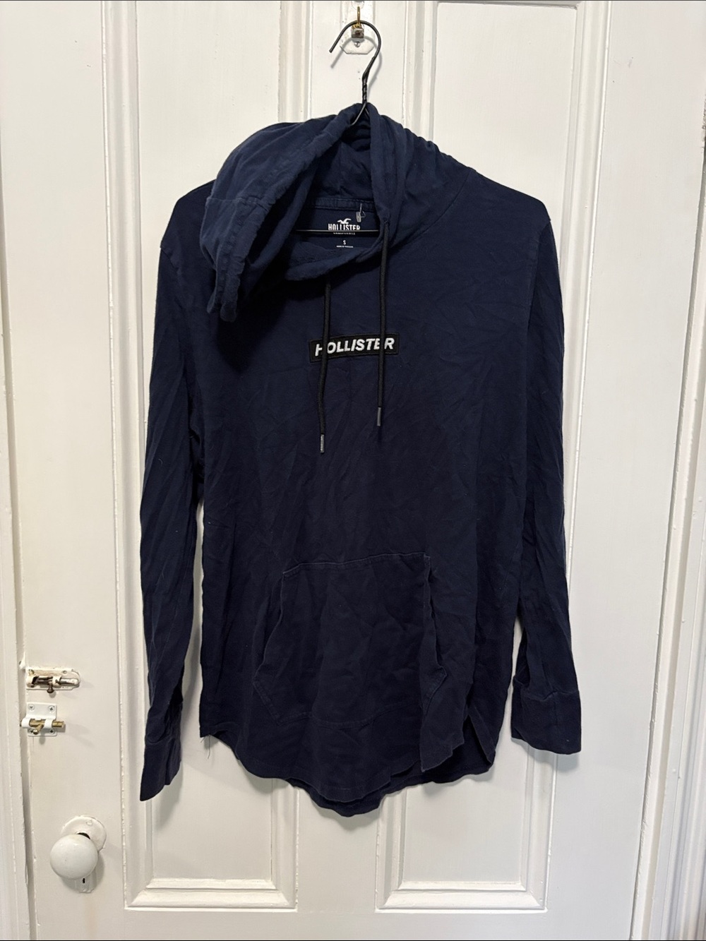 Hollister Navy Pullover Hoodie with Front Logo